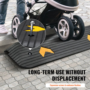 Rubber Threshold Ramp 2.5cm Rise | 15 Ton Capacity | Non-Slip Natural Rubber Entry Ramp for Wheelchair & Scooter Access