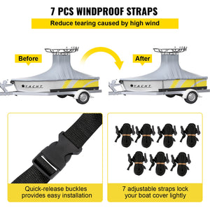 T-Top Boat Cover | Fits 22'-24' | 600D Oxford Waterproof Center Console Cover with Straps | Gray