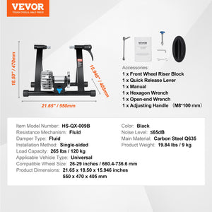 Fluid Bike Trainer Stand | Fits 26"-29" Wheels | Noise Reduction Flywheel