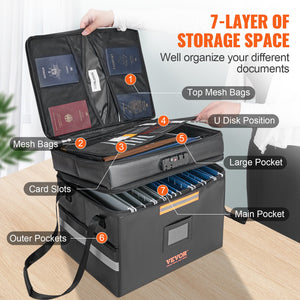 Fireproof Document Box | Lockable Fireproof & Waterproof File Bag | 450x140x315mm for Money, Documents & Jewelry