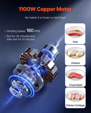 Meat Grinder & Slicer | 6.35kg/min Sausage Maker | Commercial Grade