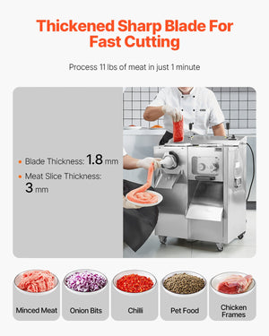 Meat Grinder & Slicer | 6.35kg/min Sausage Maker | Commercial Grade