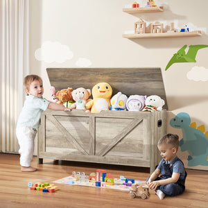 Toy Storage Bench | Wooden 38.98"x15.55"x18.9" Chest for Kids Toys | Grey