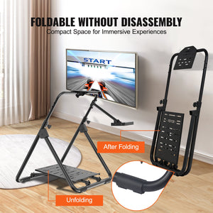 Racing Wheel Stand | Foldable Height Adjustable Base | For Logitech & Thrustmaster GT/Formula Seating