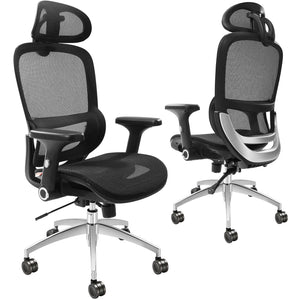 Mesh Office Chair | Adjustable High Back Desk Chair with Lumbar Support & Headrest | Swivel Task Chair