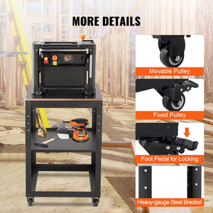 Planer Stand 45kg Capacity | 3-Height Adjustable Table with Casters & Storage | Fits Most Planers, Saws & Benchtop Tools