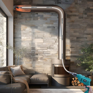 Chimney Sweep Kit 10m | 10 Reinforced Nylon Flexible Rods | 360° Brush Head | Fireplace & Flue Cleaning Kit with Accessories | Fits Most Pipes