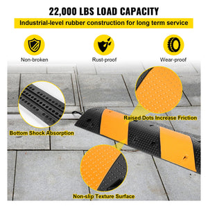 Rubber Speed Bump 2 Pack | Modular 42" | 10 Ton Capacity | 2-Channel Cable Protection