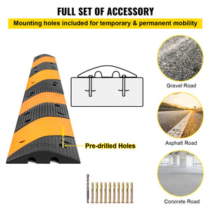 Rubber Speed Bump 2 Pack | Modular 42" | 10 Ton Capacity | 2-Channel Cable Protection