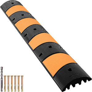 Rubber Speed Bump 1 Pack | 72.8" Modular | 10 Ton Capacity | 2-Channel Cable Protection