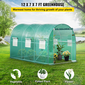 Walk-in Tunnel Greenhouse | 12x7x7 ft | Galvanised Frame & Waterproof Cover