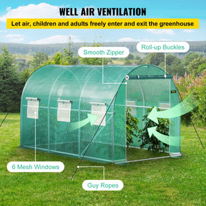 Walk-in Tunnel Greenhouse | 12x7x7 ft | Galvanised Frame & Waterproof Cover