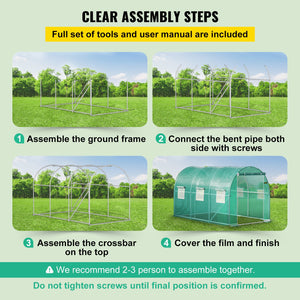 Walk-in Tunnel Greenhouse | 12x7x7 ft | Galvanised Frame & Waterproof Cover