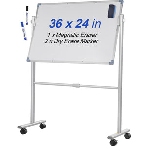 Mobile Whiteboard | 60x90cm Magnetic Double-Sided Board with Stand