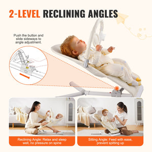 Baby Bouncer Seat | Folding 0–9 Month Infant Chair with Toy Bar