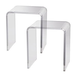 Acrylic Side Tables | 2-Pack C-Shaped Lucite End Tables | Clear Small Tables for Living Room or Bedroom