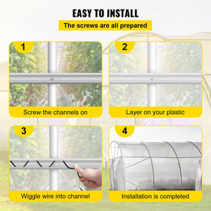 Greenhouse Spring Wire & Lock Channel 2m | 50 Pack PE Coated Wire & Aluminium U-Channel | For Plastic Film & Shade Cloth Attachment