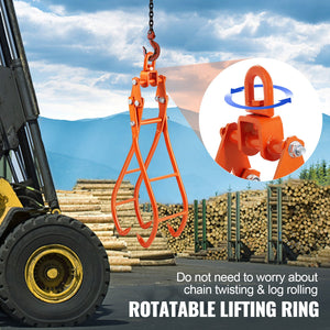 Timber Claw Hook 36 Inch | 4-Claw Log Grapple with Swivel & Eagle Claw Design | 1500kg Capacity | For Tractors, ATVs, Trucks & Forklifts