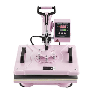 Heat Press Machine 12x15" | 8-in-1 Combo with 30oz Tumbler Press | Pink | For T-Shirts, Mugs & More