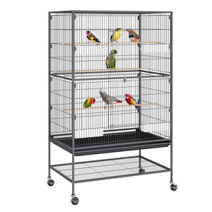 Large Bird Cage | 52" Carbon Steel Flight Cage for Parakeets, Cockatiels, Parrots & Macaws