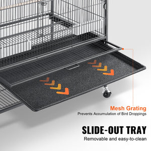 Large Bird Cage | 52" Carbon Steel Flight Cage for Parakeets, Cockatiels, Parrots & Macaws