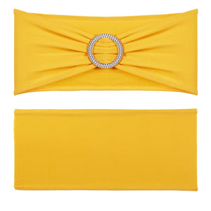 Chair Sashes | 100-Pack Golden Yellow Stretch Bands with Round Buckle | Wedding, Banquet & Party Chair Decoration