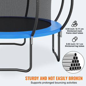 Trampoline | 10ft with Safety Net, Ladder & Curved Poles | Heavy Duty 330lb Capacity for Kids & Adults