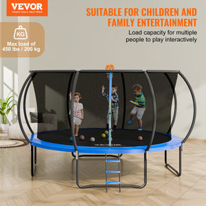 Trampoline | 14ft with Safety Net, Ladder & Curved Poles | Heavy Duty 450lb Capacity for Kids & Adults