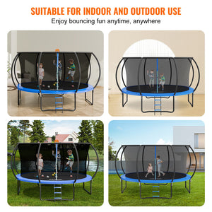 Trampoline | 14ft with Safety Net, Ladder & Curved Poles | Heavy Duty 450lb Capacity for Kids & Adults
