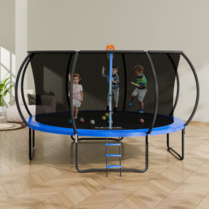 Trampoline | 14ft with Safety Net, Ladder & Curved Poles | Heavy Duty 450lb Capacity for Kids & Adults