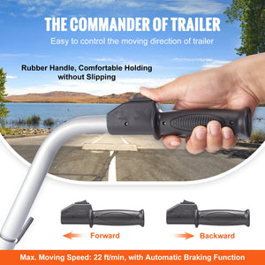 Electric Trailer Dolly 5000lbs Capacity | 350W 12V Jockey Wheel | 22ft/min Speed | Adjustable Clamp Height 12"-24.8" | 8" Rubber Tyre