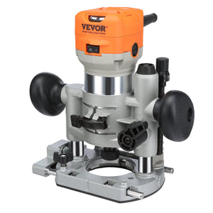 Wood Router 1.25HP 800W | Compact Router Tool with Plunge & Fixed Base | 30000RPM 6 Speeds | Includes Collets & Dust Hood
