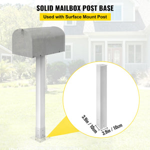 Mailbox Post 43" High | White Powder-Coated Q235 Steel Mailbox Stand | Universal Outdoor Post for Sidewalk & Curbside Installation