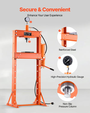 Hydraulic Shop Press 20T | With Press Plate for Bending & Assembly
