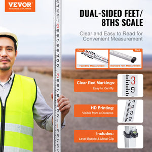 Measuring Rod | 16ft/8ths Telescopic Grade Rod with Carry Bag