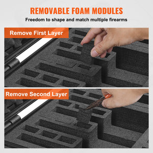 Hard Pistol Case | Lockable with Pre-Cut Foam for 5 Pistols
