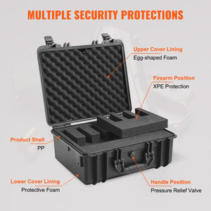 Hard Pistol Case | Lockable with Pre-Cut Foam for 5 Pistols