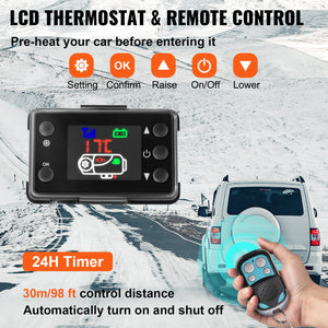 Diesel Air Heater | 5KW 12V with 10L Tank, Muffler & Remote | LCD Thermostat for RVs & Boats