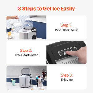 Countertop Ice Maker | 26lbs/24H Portable Self-Cleaning Machine with Scoop & Basket