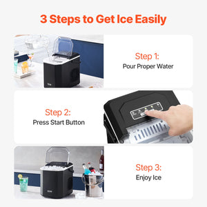Portable Countertop Ice Maker 26lbs/24H | Self-Cleaning with Scoop & Basket | Compact Ice Machine for Home & Office