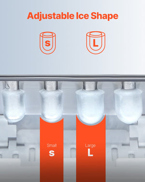 Countertop Ice Maker | 33lbs/24H Portable Self-Cleaning Machine with Scoop & Basket