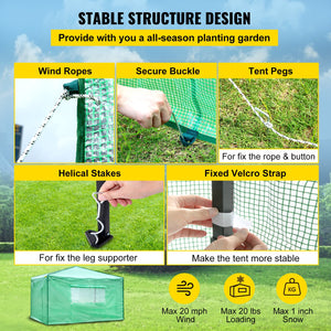 Pop-Up Greenhouse | 12'x8'x8' Portable with Doors & Windows | PE Cover & Powder-Coated Steel Frame