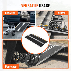 Portable Wheelchair Ramp 183cm | 363kg Capacity | Non-Slip Aluminium Folding Threshold Ramp | Mobility Scooter & Wheelchair Access Ramp for Steps, Stairs, Doorways & Curbs