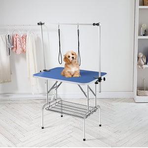 Pet Grooming Table with Two Arms | 915x610mm Foldable Dog Grooming Station | Includes Two Haunch Holders | 150kg Capacity for Medium & Small Dogs