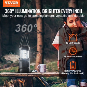 LED Camping Lanterns | Collapsible Battery Powered Flashlights | Set of 4