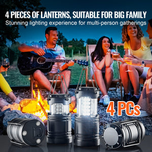 LED Camping Lanterns | Collapsible Battery Powered Flashlights | Set of 4