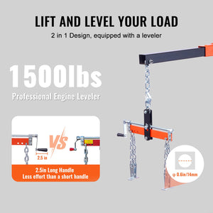 Hydraulic Engine Hoist | 2000kg Heavy Duty Foldable Shop Crane with Lever | Cherry Picker Engine Lifter