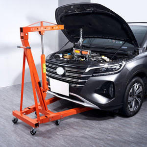 Hydraulic Engine Hoist | 2000kg Heavy Duty Foldable Shop Crane with Lever | Cherry Picker Engine Lifter