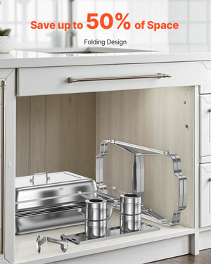 Chafing Dish Buffet Set | 8Qt 4-Pack Full-Size Stainless Steel