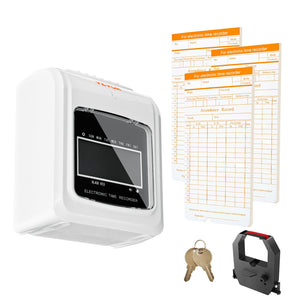 Punch Time Clock | Includes 102 Time Cards, Ink Ribbon & Keys | 6 Punches per Day